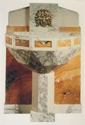 Wall Fountain Decorated with Mask of a Satyr in Gilt Bronze
